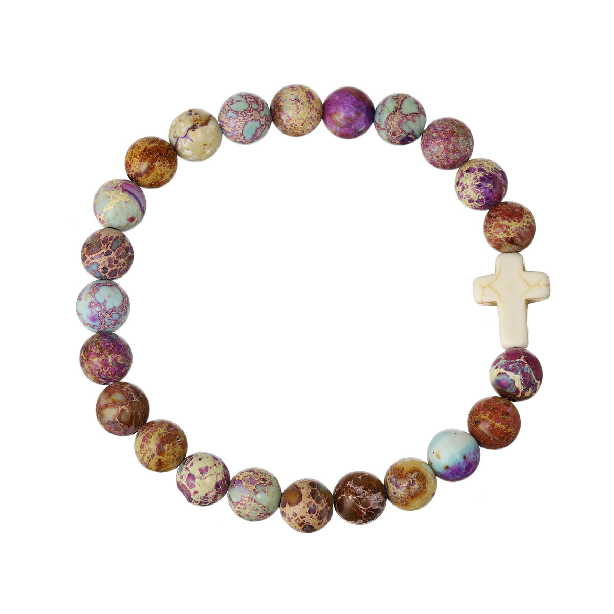 Wholesale Imperial Stone Mixed Color Cross Bead Bracelet